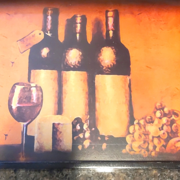 *BOGO* World Market Wooden vintage Serving Tray wine cheese grapes w/ Handles - Picture 2 of 12